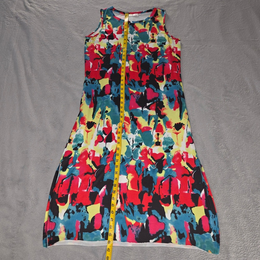 Hount Womens Abstract Watercolor Print Sleeveless Maxi Dress Red Blue Size Large - Picture 8 of 15